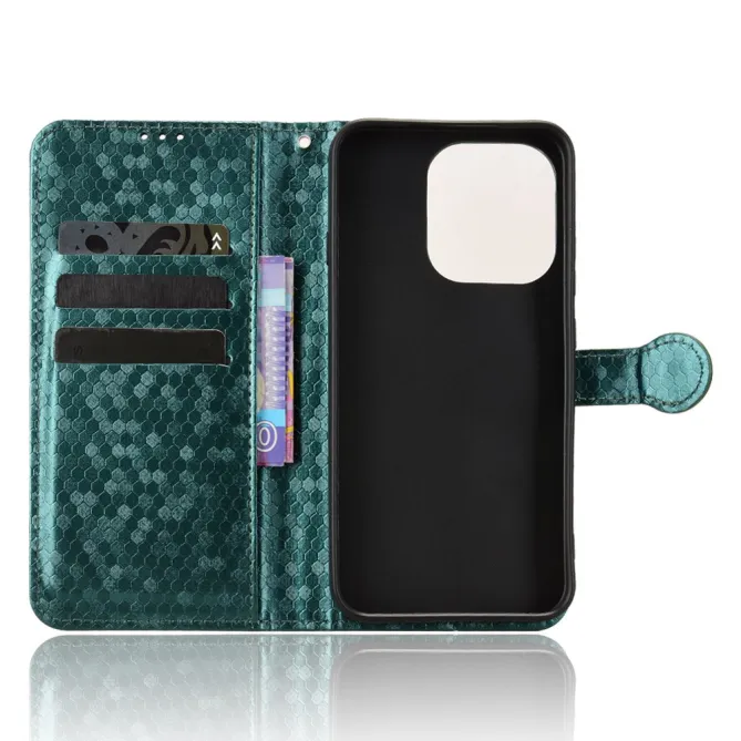 Housse Oppo Reno 16 F / 16 FS à rabat design nid d'abeille Vert foncé - photo 18