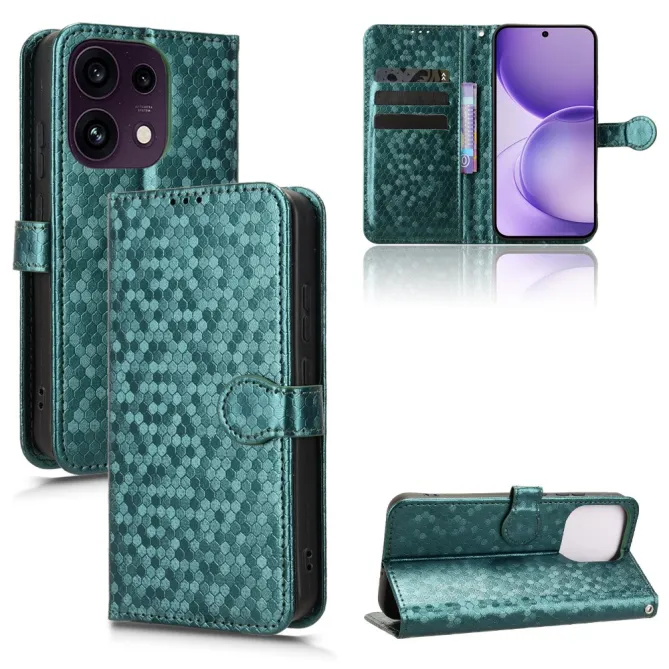 Housse Oppo Reno 16 F / 16 FS à rabat design nid d'abeille Vert foncé - photo 21