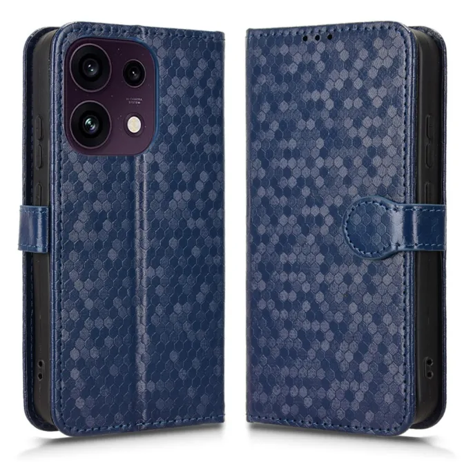 Housse Oppo Reno 16 F / 16 FS à rabat design nid d'abeille Bleu Foncé - photo 22