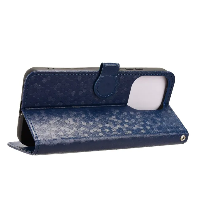 Housse Oppo Reno 16 F / 16 FS à rabat design nid d'abeille Bleu Foncé - photo 24