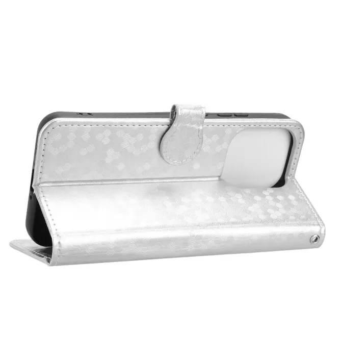 Housse Oppo Reno 16 F / 16 FS à rabat design nid d'abeille Argent - photo 31