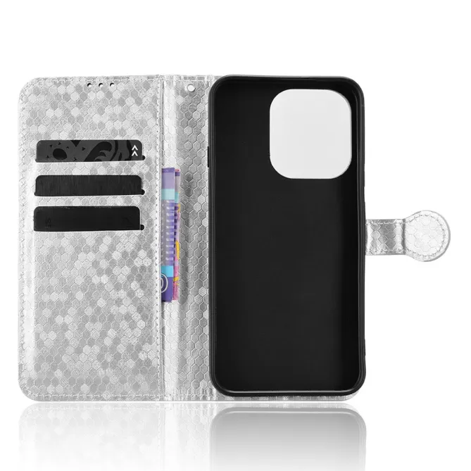 Housse Oppo Reno 16 F / 16 FS à rabat design nid d'abeille Argent - photo 32