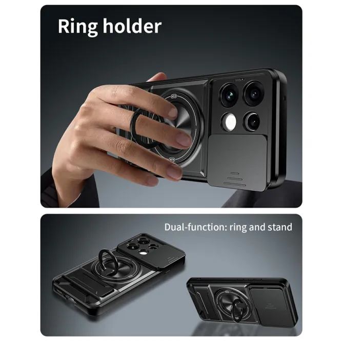 Coque Oppo Reno 16 F / 16 FS antichoc avec anneau, béquille et cache caméra Rouge foncé - photo 33