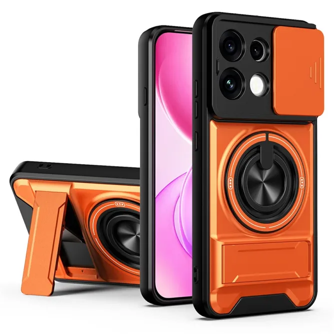 Coque Oppo Reno 16 F / 16 FS antichoc avec anneau, béquille et cache caméra Orange - photo 57
