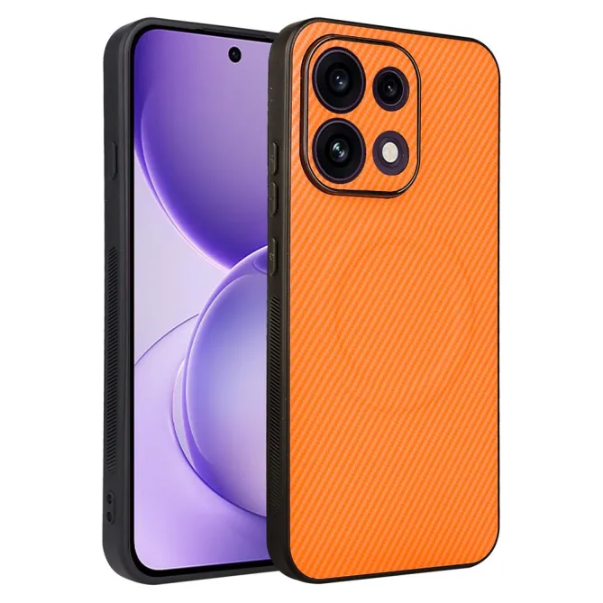 Coque Oppo Reno 16 F / 16 FS fibre de carbone compatible support magnétique Orange
