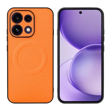 Coque Oppo Reno 16 F / 16 FS fibre de carbone compatible support magnétique Orange - photo 2