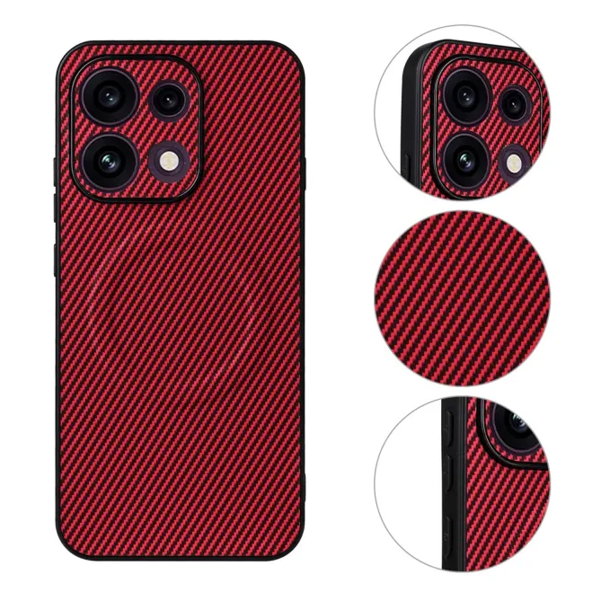 Coque Oppo Reno 16 F / 16 FS fibre de carbone compatible support magnétique Rouge foncé - photo 9