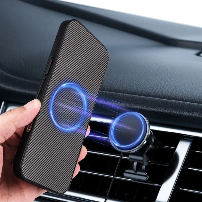 Coque Oppo Reno 16 F / 16 FS fibre de carbone compatible support magnétique Gris Foncé - photo 16