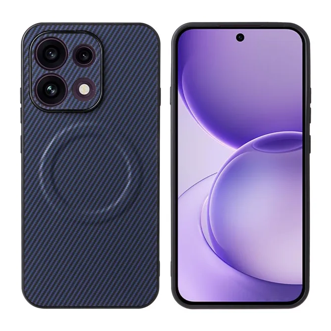 Coque Oppo Reno 16 F / 16 FS fibre de carbone compatible support magnétique Bleu Foncé - photo 20