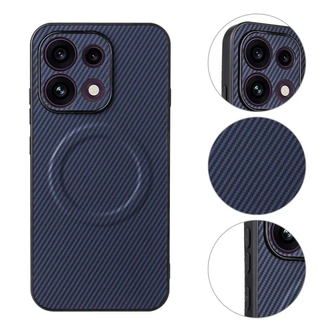 Coque Oppo Reno 16 F / 16 FS fibre de carbone compatible support magnétique Bleu Foncé - photo 21