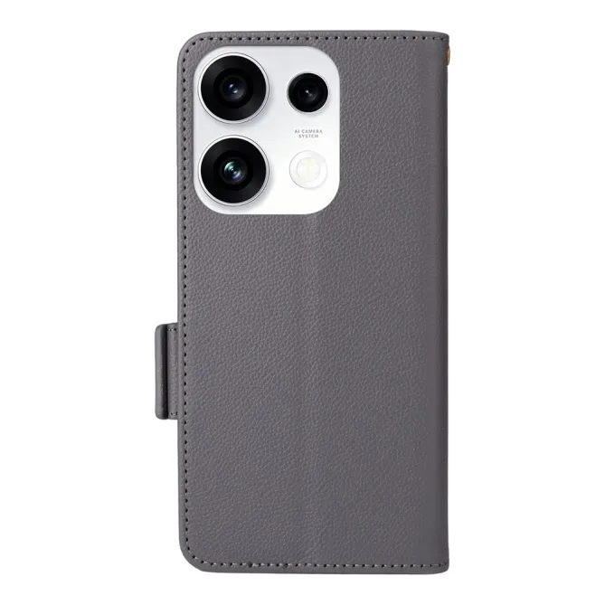 Housse Oppo Reno 16 F / 16 FS grain litchi porte-cartes avec dragonne Gris Foncé - photo 24