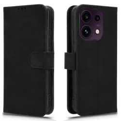 Housse Oppo Reno 16 F / 16 FS soft touch à rabat porte-cartes Noir