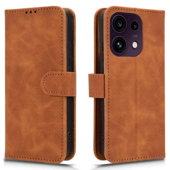 Housse Oppo Reno 16 F / 16 FS soft touch à rabat porte-cartes Marron - photo 22