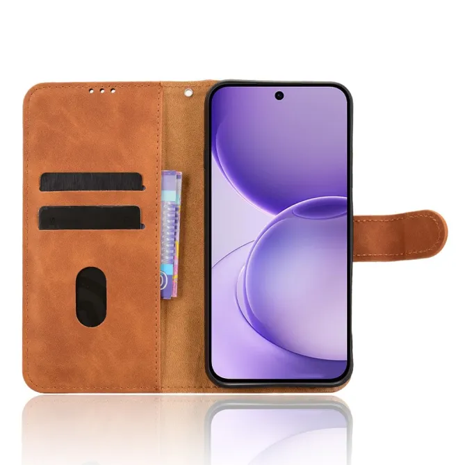 Housse Oppo Reno 16 F / 16 FS soft touch à rabat porte-cartes Marron - photo 23