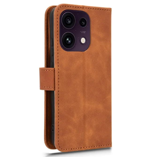 Housse Oppo Reno 16 F / 16 FS soft touch à rabat porte-cartes Marron - photo 27