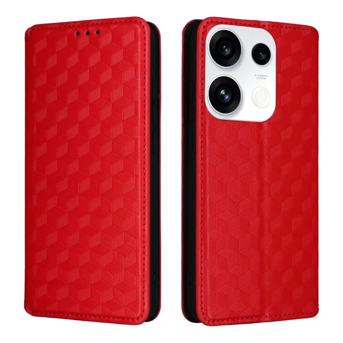 Housse Oppo Reno 16 F / 16 FS flip cover design géométrie Rouge