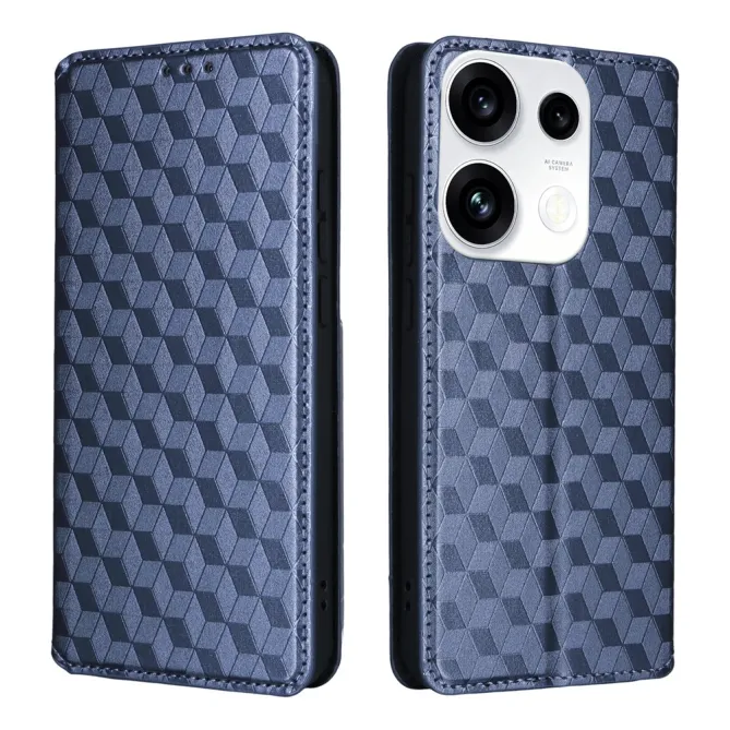 Housse Oppo Reno 16 F / 16 FS flip cover design géométrie Bleu Foncé - photo 19