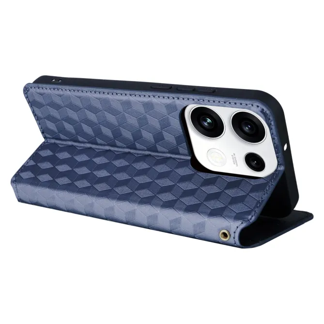 Housse Oppo Reno 16 F / 16 FS flip cover design géométrie Bleu Foncé - photo 23