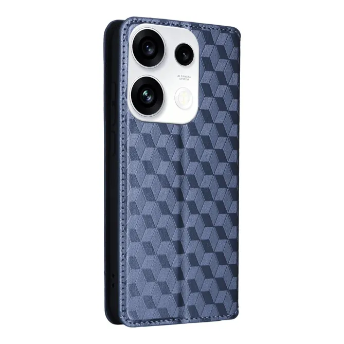 Housse Oppo Reno 16 F / 16 FS flip cover design géométrie Bleu Foncé - photo 27