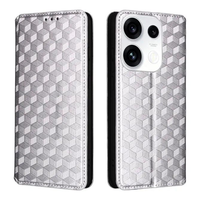 Housse Oppo Reno 16 F / 16 FS flip cover design géométrie Argent - photo 28