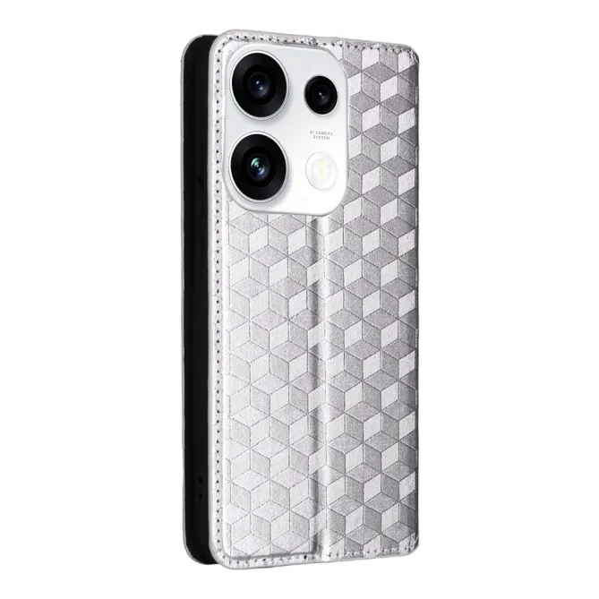 Housse Oppo Reno 16 F / 16 FS flip cover design géométrie Argent - photo 36