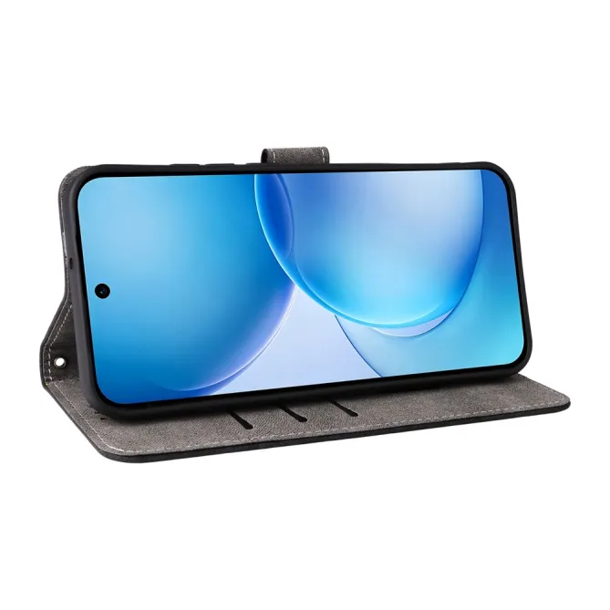 Housse Oppo Reno 16 F / 16 FS rétro porte-cartes avec dragonne Noir - photo 4