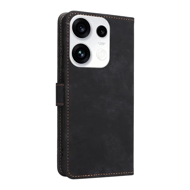 Housse Oppo Reno 16 F / 16 FS rétro porte-cartes avec dragonne Noir - photo 8
