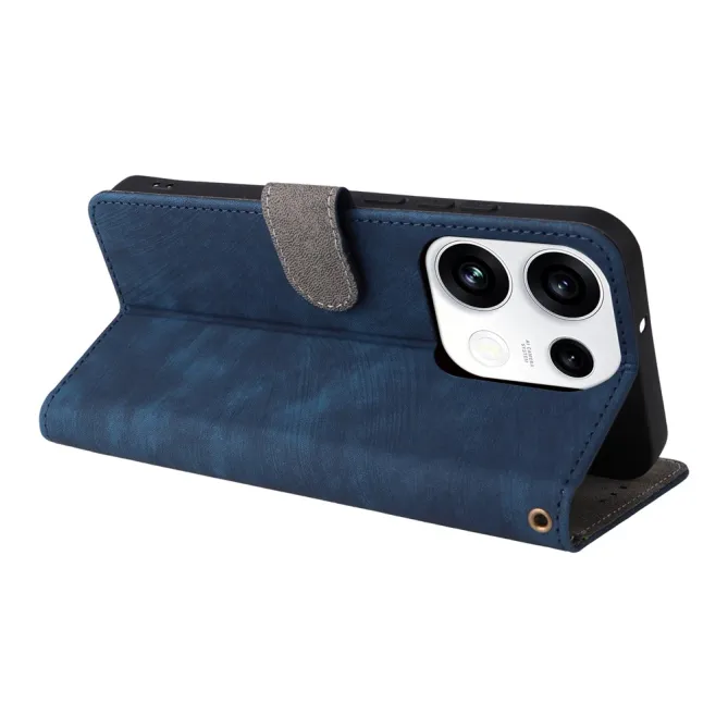 Housse Oppo Reno 16 F / 16 FS rétro porte-cartes avec dragonne Bleu Foncé - photo 13