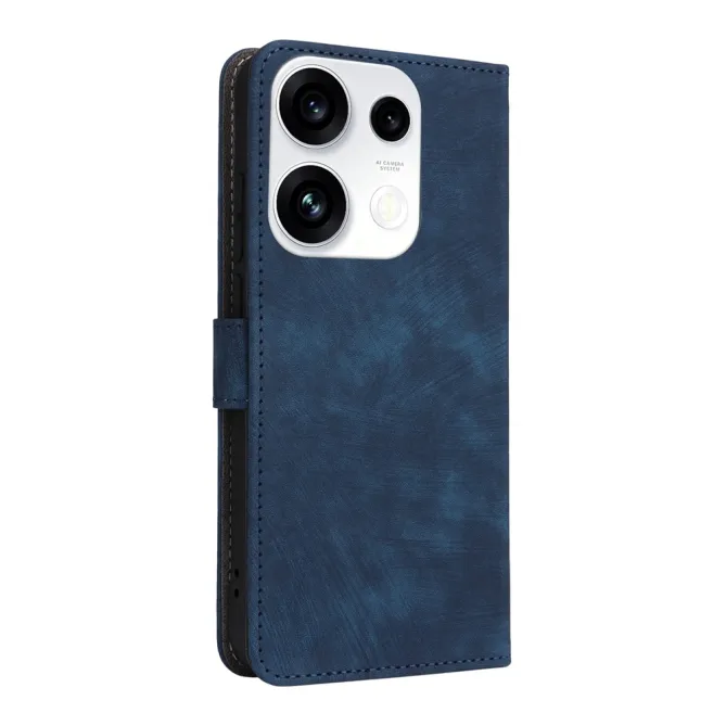 Housse Oppo Reno 16 F / 16 FS rétro porte-cartes avec dragonne Bleu Foncé - photo 16