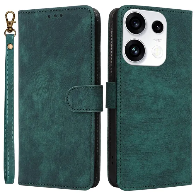 Housse Oppo Reno 16 F / 16 FS rétro porte-cartes avec dragonne Vert - photo 17