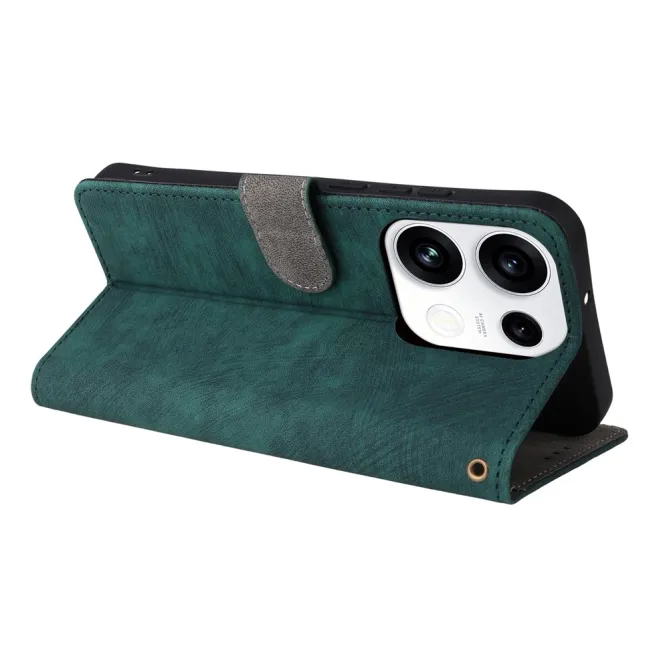 Housse Oppo Reno 16 F / 16 FS rétro porte-cartes avec dragonne Vert - photo 21