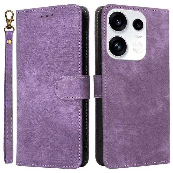Housse Oppo Reno 16 F / 16 FS rétro porte-cartes avec dragonne Violet - photo 25