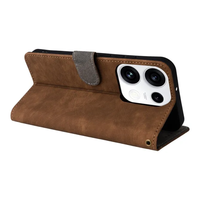 Housse Oppo Reno 16 F / 16 FS rétro porte-cartes avec dragonne Marron - photo 37
