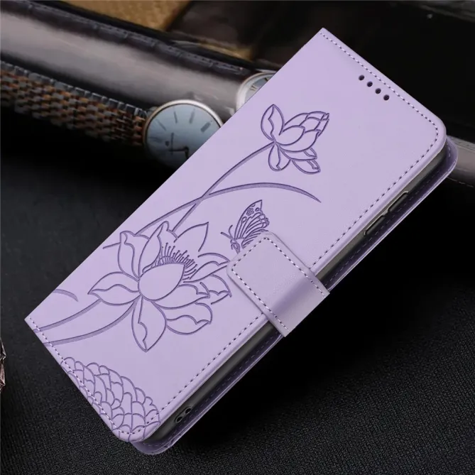 Housse Oppo Reno 16 F / 16 FS motif fleurs de lotus avec dragonne Violet clair - photo 7