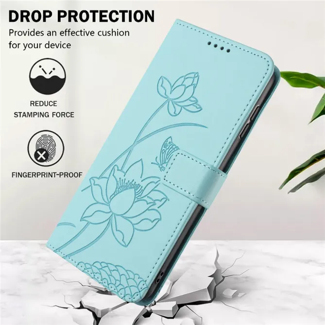 Housse Oppo Reno 16 F / 16 FS motif fleurs de lotus avec dragonne Cyan - photo 19
