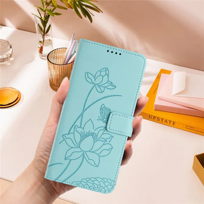 Housse Oppo Reno 16 F / 16 FS motif fleurs de lotus avec dragonne Cyan - photo 22