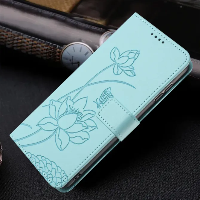 Housse Oppo Reno 16 F / 16 FS motif fleurs de lotus avec dragonne Cyan - photo 23