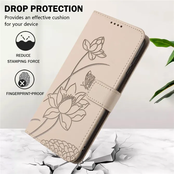 Housse Oppo Reno 16 F / 16 FS motif fleurs de lotus avec dragonne Beige Clair - photo 27