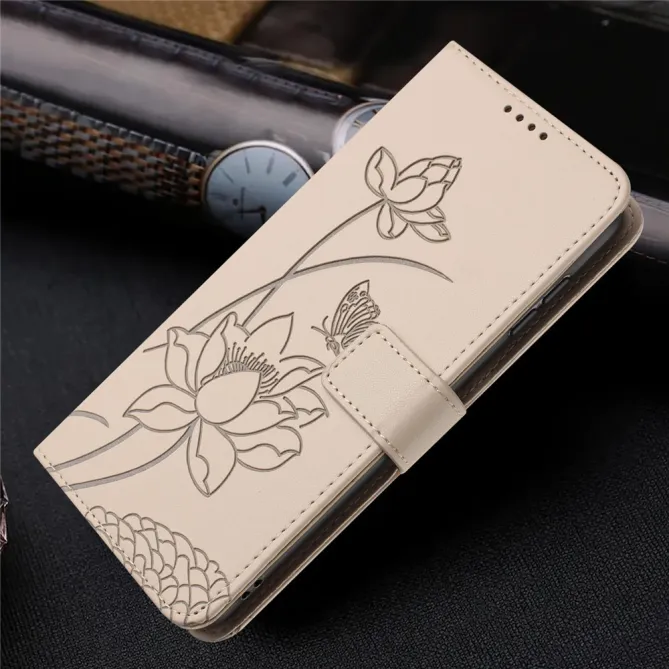 Housse Oppo Reno 16 F / 16 FS motif fleurs de lotus avec dragonne Beige Clair - photo 31