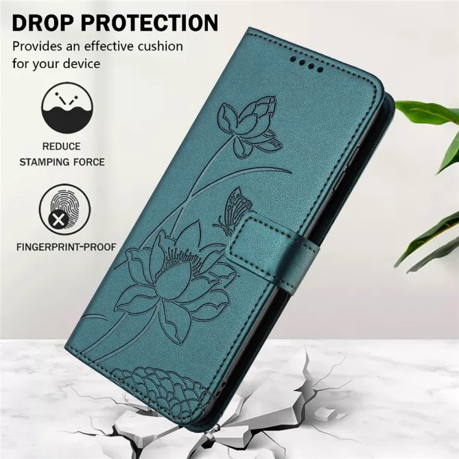Housse Oppo Reno 16 F / 16 FS motif fleurs de lotus avec dragonne Bleu Paon - photo 35