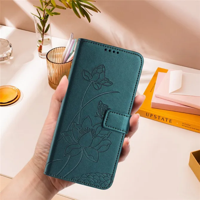 Housse Oppo Reno 16 F / 16 FS motif fleurs de lotus avec dragonne Bleu Paon - photo 38