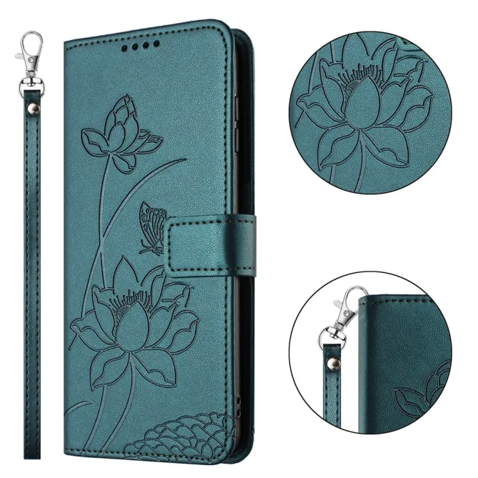 Housse Oppo Reno 16 F / 16 FS motif fleurs de lotus avec dragonne Bleu Paon - photo 40