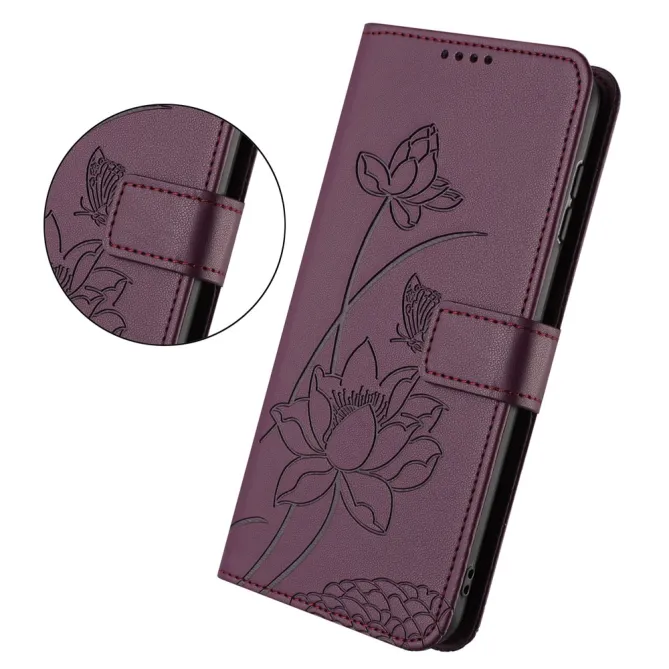 Housse Oppo Reno 16 F / 16 FS motif fleurs de lotus avec dragonne Vin Rouge - photo 42