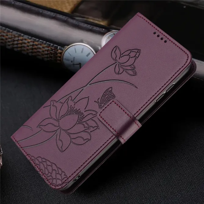 Housse Oppo Reno 16 F / 16 FS motif fleurs de lotus avec dragonne Vin Rouge - photo 47