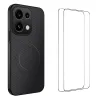 Coque OPPO Reno16 F/FS Fibre de Carbone Magnétique avec 2 Verres Trempés Noir