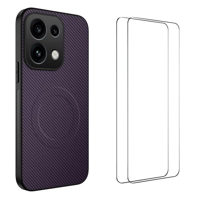 Coque OPPO Reno16 F/FS Fibre de Carbone Magnétique avec 2 Verres Trempés Violet - photo 25