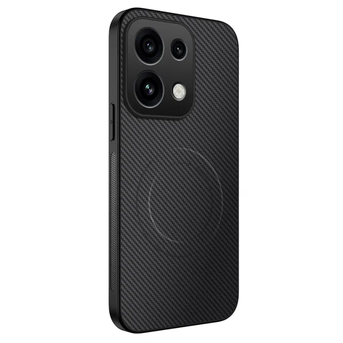 Coque OPPO Reno16 F/FS Magnétique Style Fibre de Carbone Noir