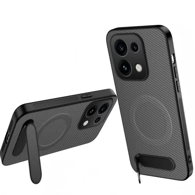 Coque OPPO Reno16 F/FS Fibre de Carbone Magnétique avec Support Gris - photo 8