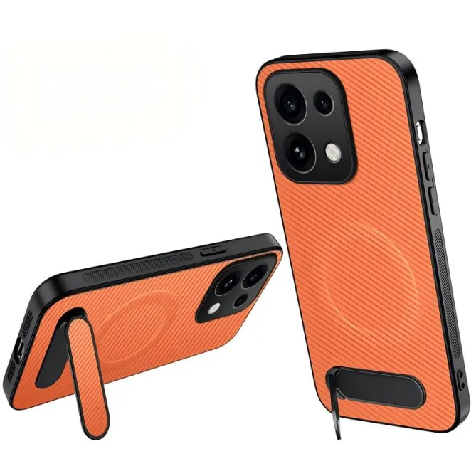 Coque OPPO Reno16 F/FS Fibre de Carbone Magnétique avec Support Orange - photo 29