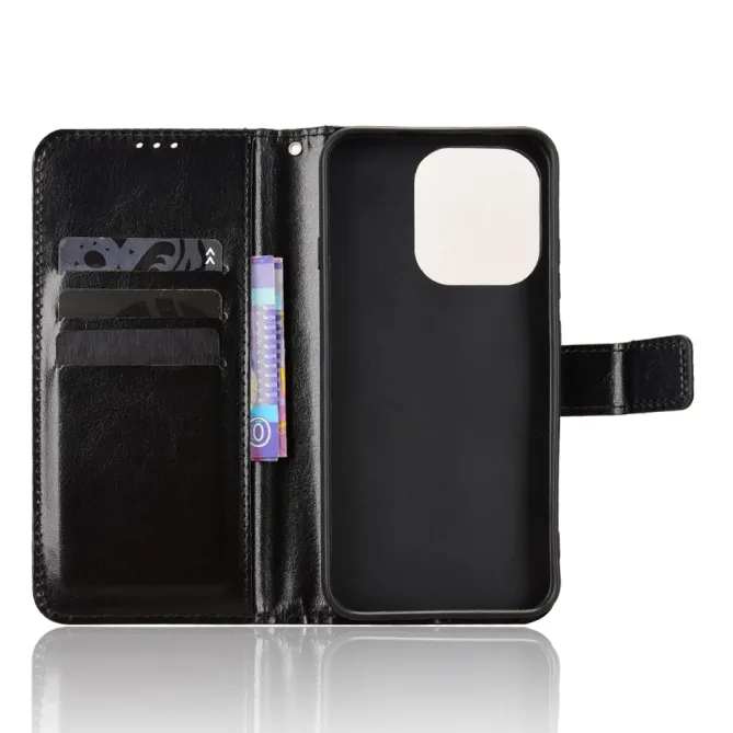Housse Oppo Reno16 FS/F Portefeuille Effet Cuir Patiné Noir - photo 4